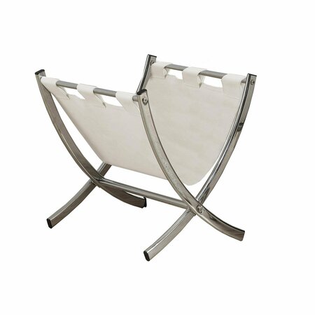 HOMEROOTS White Leather-Look & Chrome Metal Magazine Rack 332688